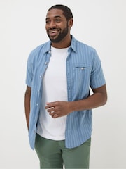 FatFace Blue Short Sleeve Burford Stripe Shirt - Image 1 of 4