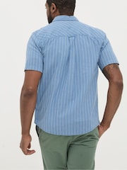 FatFace Blue Short Sleeve Burford Stripe Shirt - Image 2 of 4