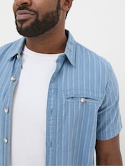 FatFace Blue Short Sleeve Burford Stripe Shirt - Image 4 of 4