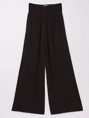FatFace Black Shirred Wide Leg Palazzo Trousers - Image 6 of 6