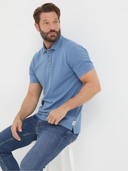 FatFace Slate Blue Pique Polo Shirt - Image 3 of 5