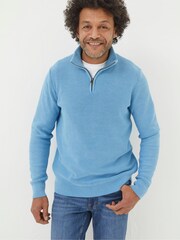 FatFace Blue Berwick Half Neck Jumper - Image 1 of 5