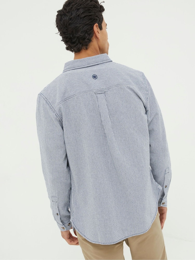 FatFace Blue Long Sleeve Nacton Stripe Shirt - Image 2 of 5