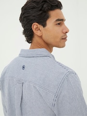 FatFace Blue Long Sleeve Nacton Stripe Shirt - Image 4 of 5
