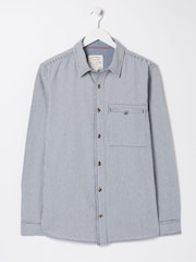 FatFace Blue Long Sleeve Nacton Stripe Shirt - Image 5 of 5