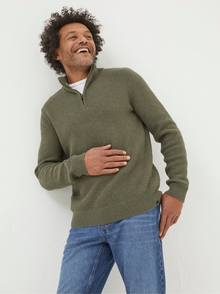 FatFace Pembrey Green Half Neck Jumper - Image 2 of 6 FatFace Pembrey Green Half Neck Jumper - Image 2 of 6