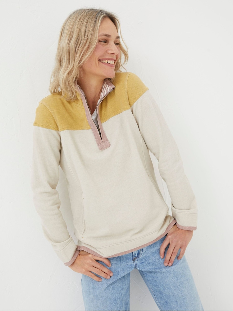 FatFace Airlie Yellow Colour Block Sweatshirt - Image 1 of 1 FatFace Airlie Yellow Colour Block Sweatshirt - Image 1 of 1