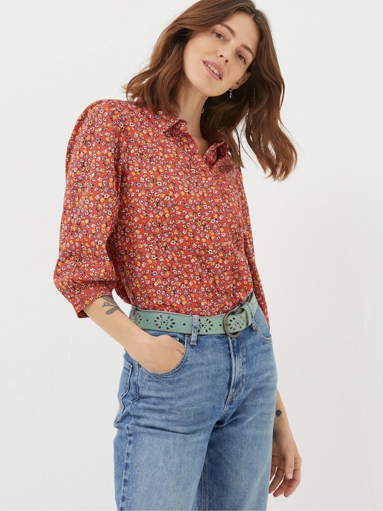 FatFace Red Gradient Floral Shirt - Image 1 of 5 FatFace Red Gradient Floral Shirt - Image 1 of 5