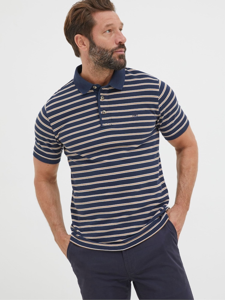 FatFace Blue Stripe Polo Shirt - Image 1 of 5
