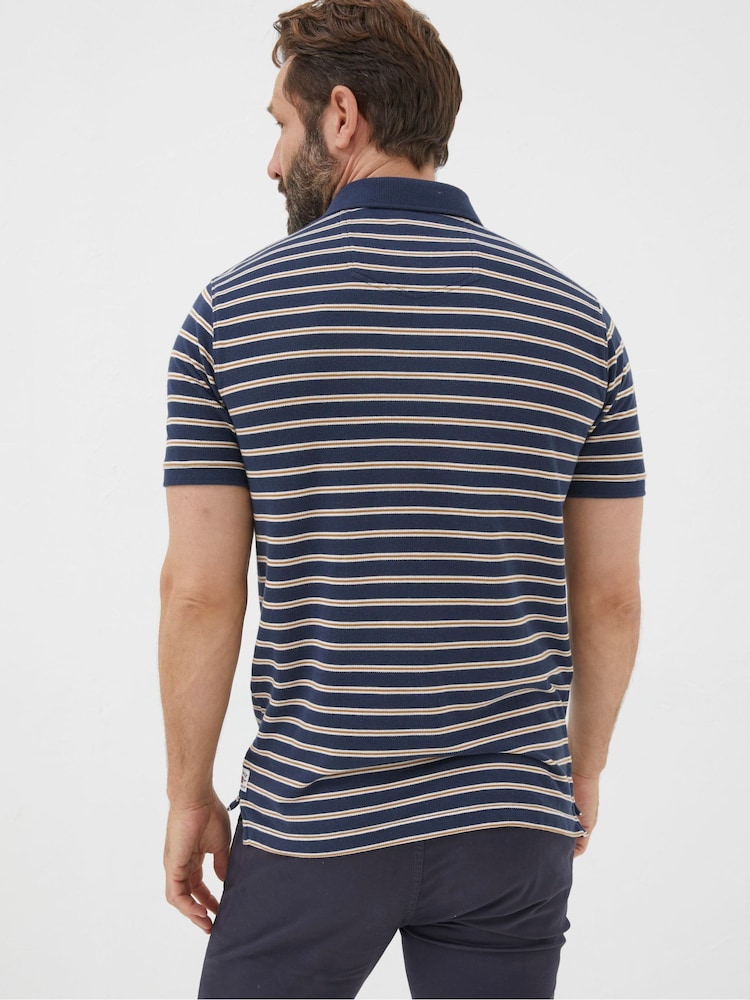 FatFace Blue Stripe Polo Shirt - Image 2 of 5