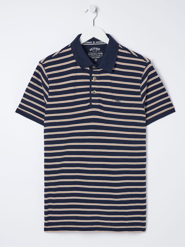 FatFace Blue Stripe Polo Shirt - Image 5 of 5