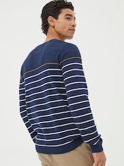 FatFace Braunton Blue Stripe Crew Jumper - Image 2 of 4