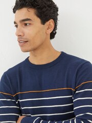 FatFace Braunton Blue Stripe Crew Jumper - Image 3 of 4
