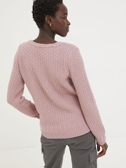 FatFace Pink V-Neck Jumper - Image 2 of 4