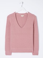 FatFace Pink V-Neck Jumper - Image 4 of 4