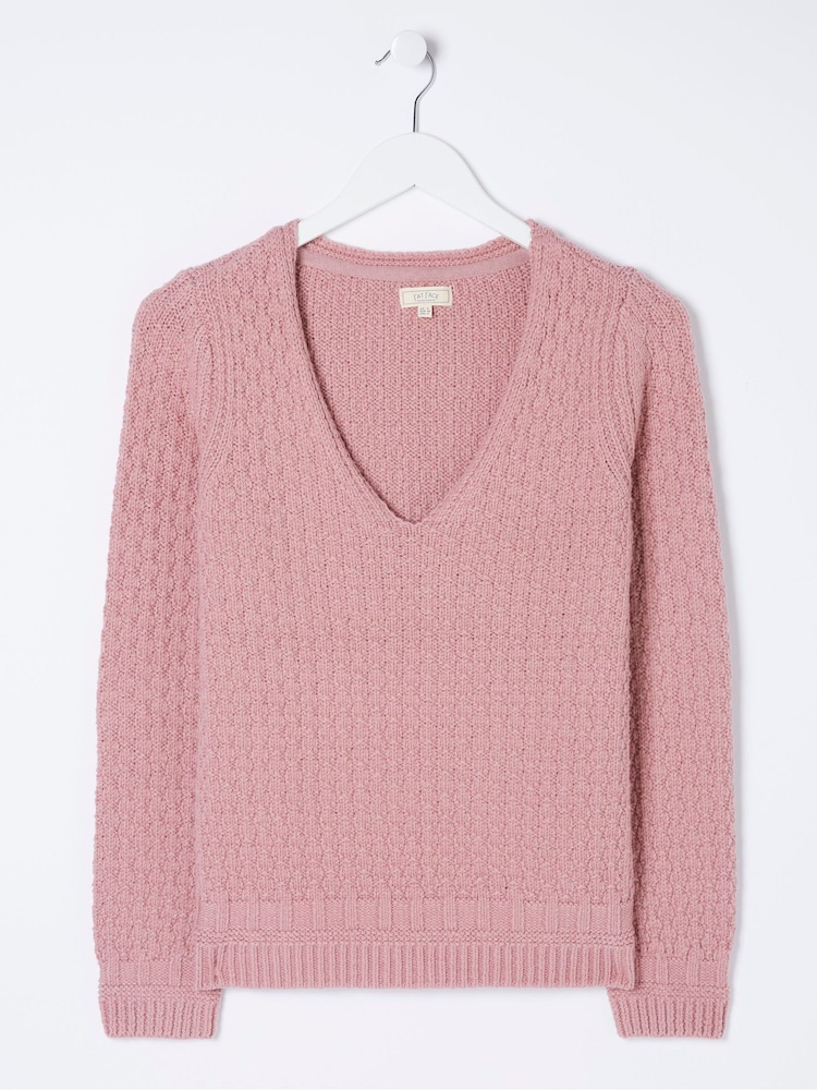 FatFace Pink V-Neck Jumper - Image 4 of 4
