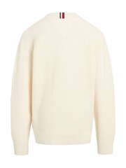 Tommy Hilfiger Cream Essential 100% Cotton Sweater - Image 5 of 5