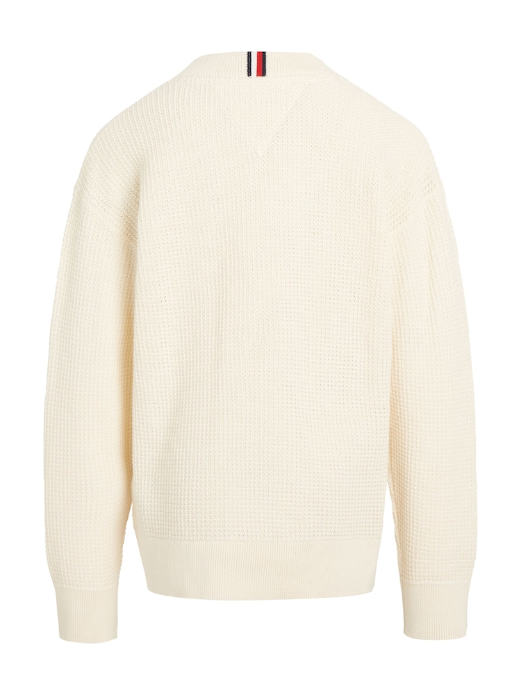 Tommy Hilfiger Cream Essential 100% Cotton Sweater - Image 5 of 5