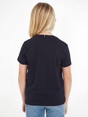 Tommy Hilfiger Blue Monotype Foil Print 100% Cotton T-Shirt - Image 2 of 5