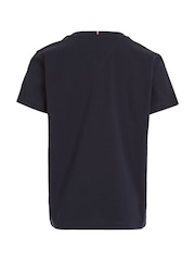 Tommy Hilfiger Blue Monotype Foil Print 100% Cotton T-Shirt - Image 5 of 5