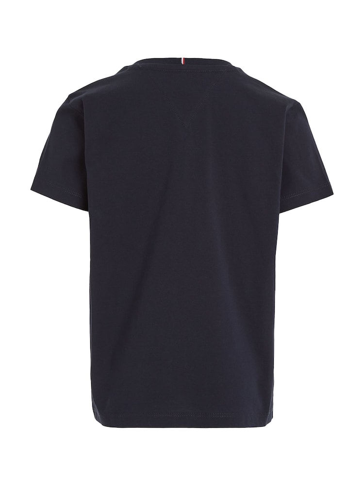 Tommy Hilfiger Blue Monotype Foil Print 100% Cotton T-Shirt - Image 5 of 5