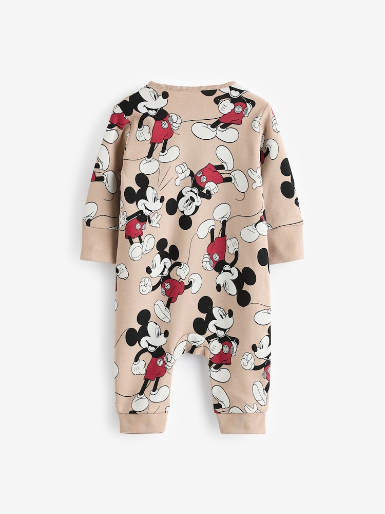 Neutral Mickey Mouse Baby 100% Cotton Sleepsuit and Bib Set 2 Piece (0mths-3yrs) - Image 2 of 8