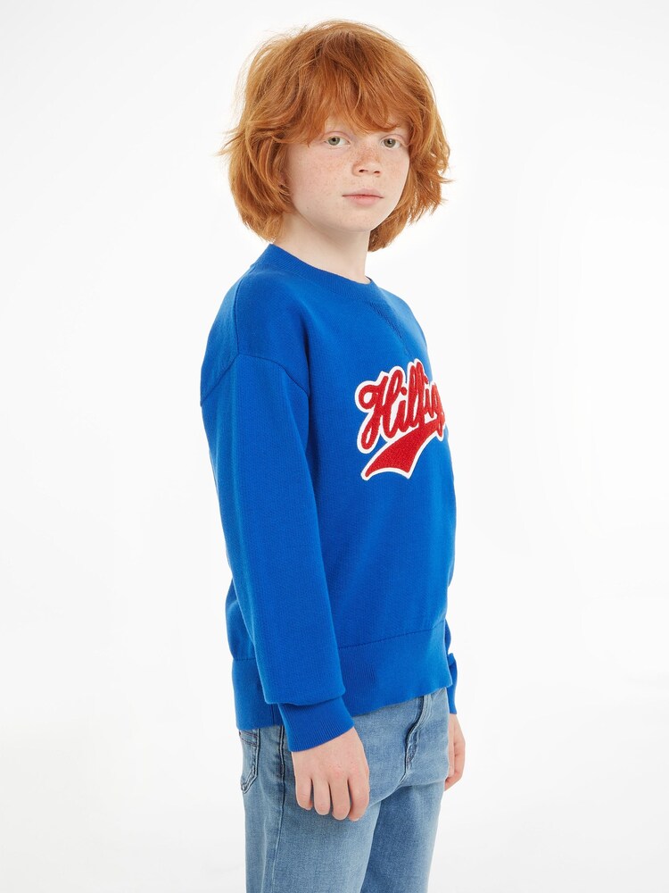 Tommy Hilfiger Blue Terry Knit Script 100% Cotton Sweater - Image 1 of 6