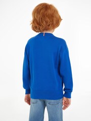 Tommy Hilfiger Blue Terry Knit Script 100% Cotton Sweater - Image 2 of 6