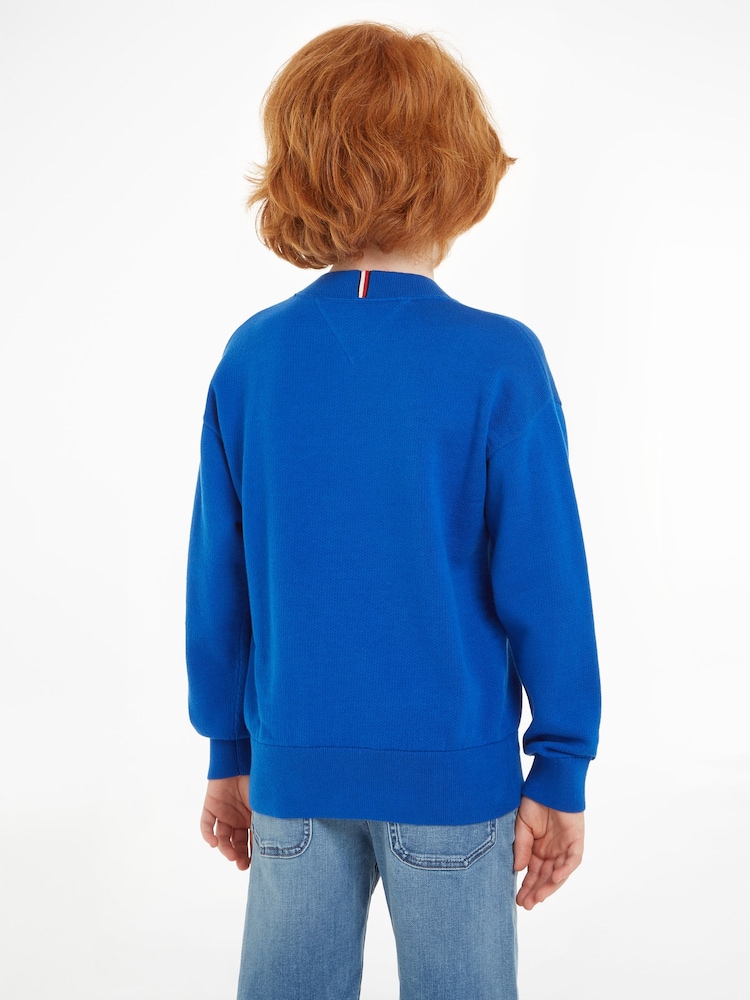 Tommy Hilfiger Blue Terry Knit Script 100% Cotton Sweater - Image 2 of 6