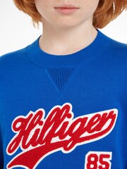 Tommy Hilfiger Blue Terry Knit Script 100% Cotton Sweater - Image 3 of 6