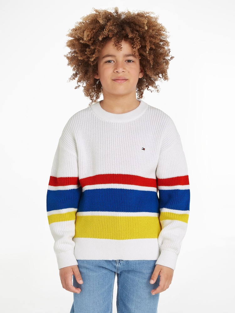 Tommy Hilfiger White Bold Stripe Sweater - Image 1 of 6