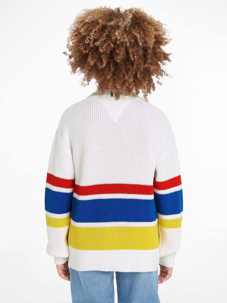 Tommy Hilfiger White Bold Stripe Sweater - Image 2 of 6