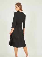 Mela Black Sequin Wrap Midi Dress With Pleats - Image 2 of 5