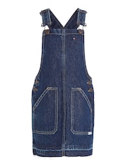 Tommy Hilfiger Blue Denim 100% Cotton Dungarees Dress - Image 4 of 6
