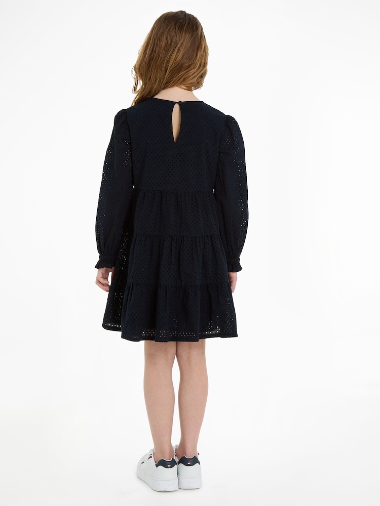 Tommy Hilfiger Blue Broderie Anglaise Dress - Image 2 of 6