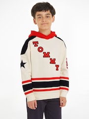 Tommy Hilfiger Cream 100% Cotton Varsity Hoodie - Image 1 of 6