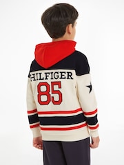 Tommy Hilfiger Cream 100% Cotton Varsity Hoodie - Image 2 of 6