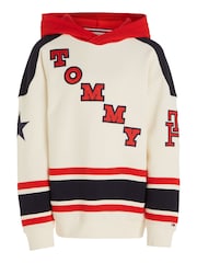Tommy Hilfiger Cream 100% Cotton Varsity Hoodie - Image 4 of 6