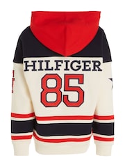 Tommy Hilfiger Cream 100% Cotton Varsity Hoodie - Image 5 of 6