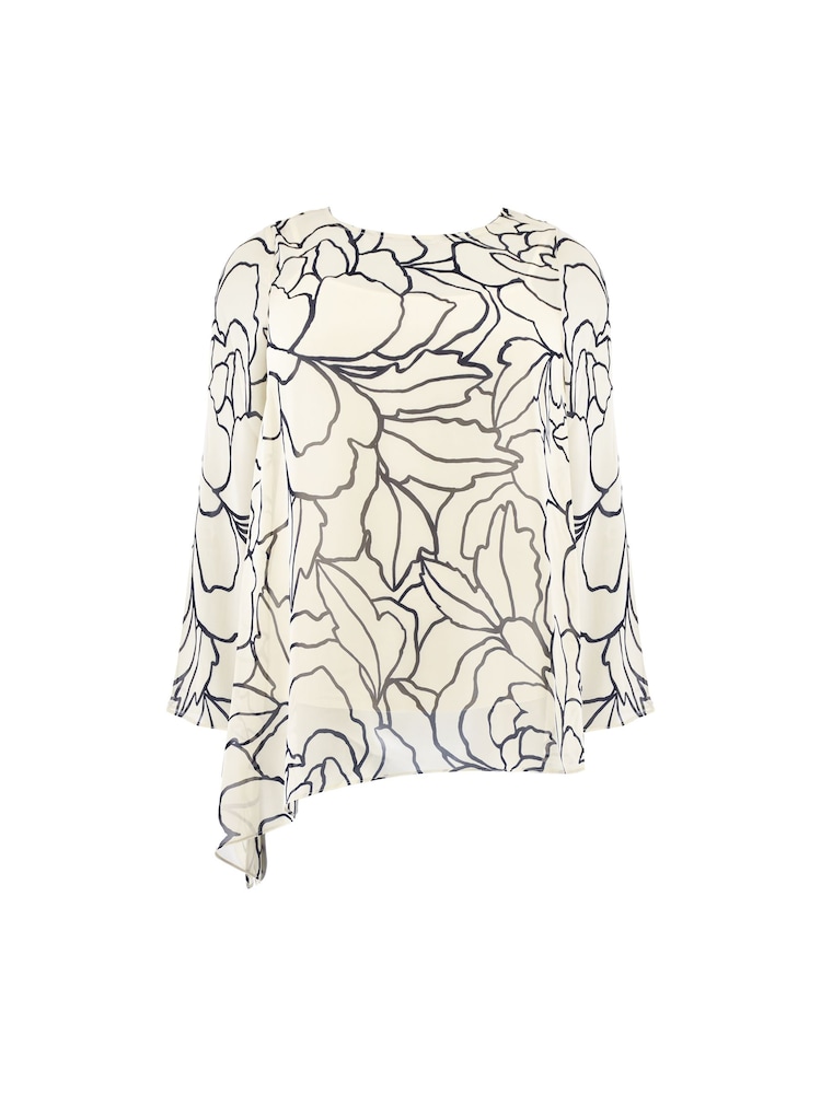 Live Unlimited Cream Curve Floral Print Chiffon Asymmetric Top - Image 5 of 5 Live Unlimited Cream Curve Floral Print Chiffon Asymmetric Top - Image 5 of 5