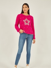 Mela Pink Fluffy Star Christmas Jumper - Image 2 of 5