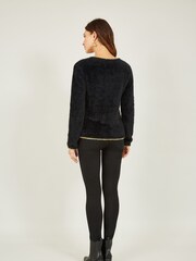 Mela Black Fluffy Star Christmas Jumper - Image 2 of 4