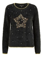 Mela Black Fluffy Star Christmas Jumper - Image 4 of 4
