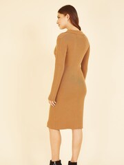 Mela Brown Knitted Shirt Dress - Image 2 of 5