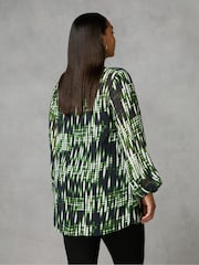 Live Unlimited Green Blurred Print Pintuck Blouse - Image 2 of 5