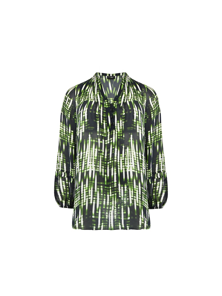 Live Unlimited Green Blurred Print Pintuck Blouse - Image 5 of 5