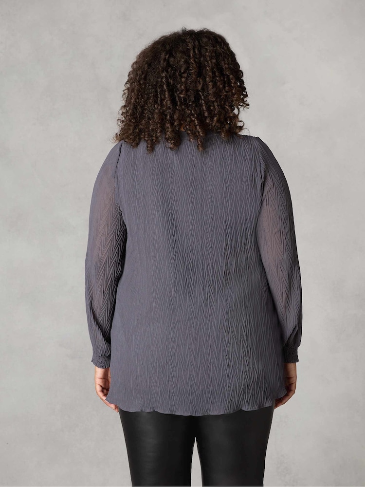 Live Unlimited Grey Textured Rib Trim Blouse - Image 2 of 5