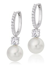 Beaverbrooks Sterling Silver Cubic Zirconia Pearl Drop Earrings - Image 1 of 3