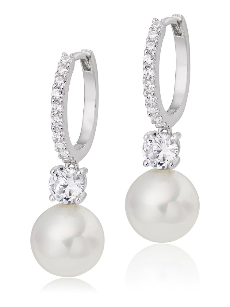 Beaverbrooks Sterling Silver Cubic Zirconia Pearl Drop Earrings - Image 1 of 3