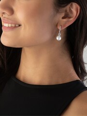Beaverbrooks Sterling Silver Cubic Zirconia Pearl Drop Earrings - Image 3 of 3